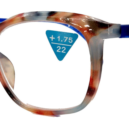 Venus, (Premium) Reading Glasses, High End Readers +1.25..+4 Magnifying glasses, Rectangular. Optical Frame (Tortoise Blue) NY Fifth Avenue.