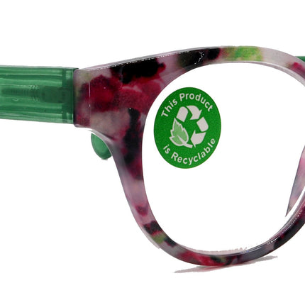 Sally, (Premium) Reading Glasses High End Readers +1.25..+3 Magnifying Glasses, Round Optical Frames (Tortoise Purple Green) NY Fifth Avenue