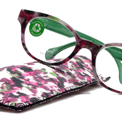 Sally, (Premium) Reading Glasses High End Readers +1.25..+3 Magnifying Glasses, Round Optical Frames (Tortoise Purple Green) NY Fifth Avenue