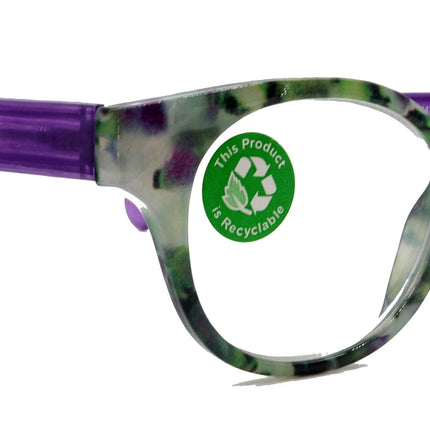 Sally, (Premium) Reading Glasses High End Readers +1.25..+3 Magnifying Glasses, Round Optical Frames (Tortoise Green Purple) NY Fifth Avenue