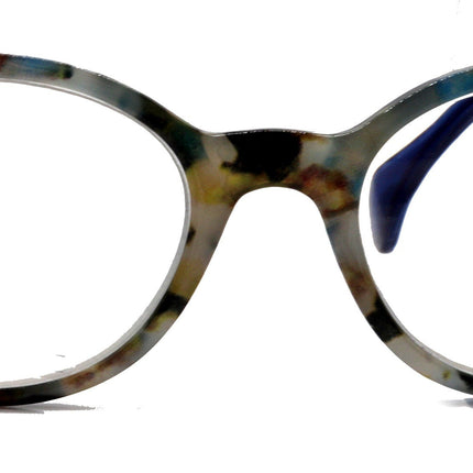 Sally, (Premium) Reading Glasses, High End Readers +1.25..+3 Magnifying Glasses, Round Optical Frames (Tortoise Brown Blue) NY Fifth Avenue.