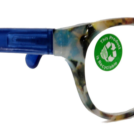 Sally, (Premium) Reading Glasses, High End Readers +1.25..+3 Magnifying Glasses, Round Optical Frames (Tortoise Brown Blue) NY Fifth Avenue.