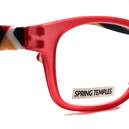 Monet, (Premium) Reading Glasses High End Readers +1..+3 Magnifying Translucent (Red) (Orange) Chevron Square Optical Frame. NY Fifth Avenue