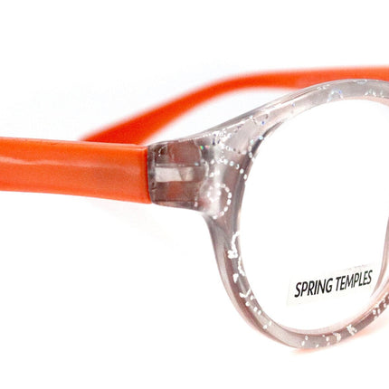 Grace, (Premium) Reading Glasses High End Readers +1.25 ..+3 Magnifying Glasses, Round Frame. (Metallic Silver, Orange) NY Fifth Avenue.