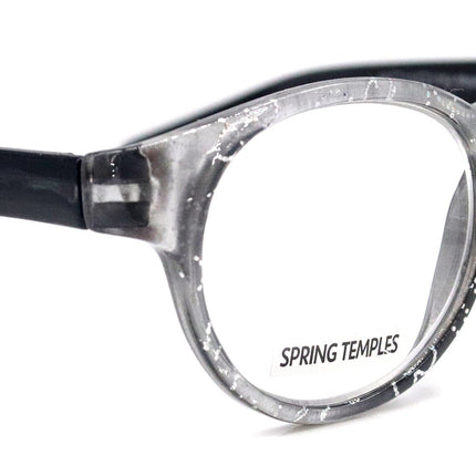 Grace, (Premium) Reading Glasses High End Readers +1.25 ..+3 Magnifying Glasses, Round Frame. (Metallic Silver, Black) NY Fifth Avenue.