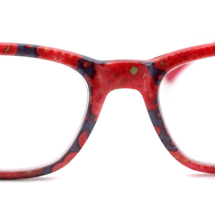 Persia, (Premium) Reading Glasses High End Reader, Magnifying Eyeglass, Square Optical Frame (Red, Blue n Orange) Paisley NY Fifth Avenue