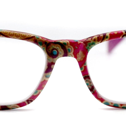 Persia, (Premium) Reading Glasses High End Reader +1.25..+3 Magnifying Eyeglass, Square Optical Frame (Pink Fuchsia) Paisley NY Fifth Avenue