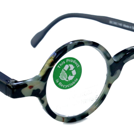 Picasso, (Premium) Reading Glasses, High End Readers +1.25 to +3 Magnifying, Circle optical Frames. Round Tortoise (Black) NY Fifth Avenue.