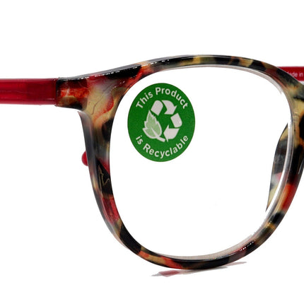 Ella, (Premium) Reading Glasses Round. High End Readers Modern Circle Style (Red) Brown Tortoiseshell +1.25..+3 Magnifying NY Fifth Avenue