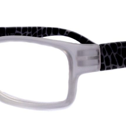 Xena, (Premium) Reading Glasses, Square Readers Clear Frosted +1.25.. +6 High / Strong Magnifying Eyeglasses (Black Giraffe) NY Fifth Avenue