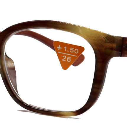 Coral, (Premium) Reading Glasses, High End Readers +1.25 to +3. Magnifying Glasses (Brown) Rectangular style. Optical Frame. NY Fifth Avenue