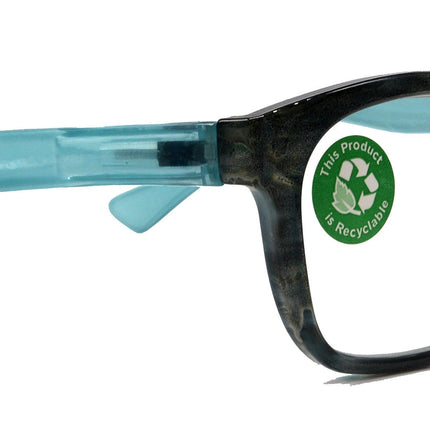 Coral, (Premium) Reading Glasses, High End Readers +1.25 to +3. Magnifying Glasses (Blue) Rectangular style. Optical Frame. NY Fifth Avenue.