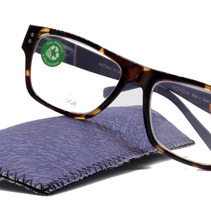 Brooklyn, (Premium) Reading Glasses, High End Reader +1.25...+3 Magnifying Eyeglasses(Tortoise Brown, Purple) Square Frame. NY Fifth Avenue