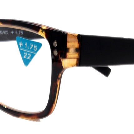 Brooklyn, (Premium) Reading Glasses, High End Reader +1.25...+3 Magnifying Eyeglasses (Tortoise Black, Brown) Square Frame. NY Fifth Avenue