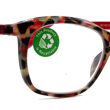 Venus, (Premium) Reading Glasses, High End Readers +1.25..+4 Magnifying glasses, Rectangular. Optical Frame (Tortoise Red) NY Fifth Avenue.
