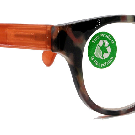 Sally, (Premium) Reading Glasses High End Readers +1.25..+3 Magnifying Glasses, Round Optical Frames (Tortoise Brown Orange) NY Fifth Avenue