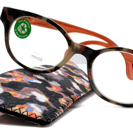 Sally, (Premium) Reading Glasses High End Readers +1.25..+3 Magnifying Glasses, Round Optical Frames (Tortoise Brown Orange) NY Fifth Avenue