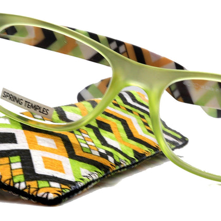 Monet, (Premium) Reading Glasses High End Readers +1 .. +3 Magnifying, Translucent (L Green) Chevron Square. Optical Frame. NY Fifth Avenue.