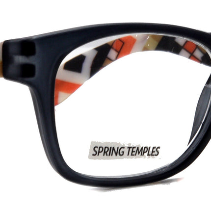 Monet, (Premium) Reading Glasses High End Readers +1 .. +3 Magnifying, (Black) (Orange) Chevron Square. Optical Frame. NY Fifth Avenue.