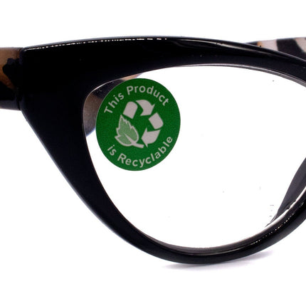 Lynx, (Premium) Reading Glass, High End Readers +1.25..+3 Magnifying ,Cat Eye optical Frame, Tortoise Shell (Brown, Black) NY Fifth Avenue