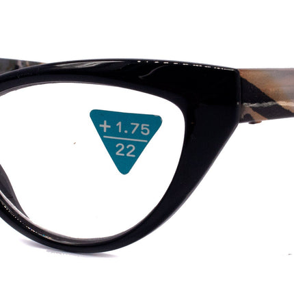 Lynx, (Premium) Reading Glass, High End Readers +1.25..+3 Magnifying ,Cat Eye optical Frame, Tortoise Shell (Brown, Black) NY Fifth Avenue