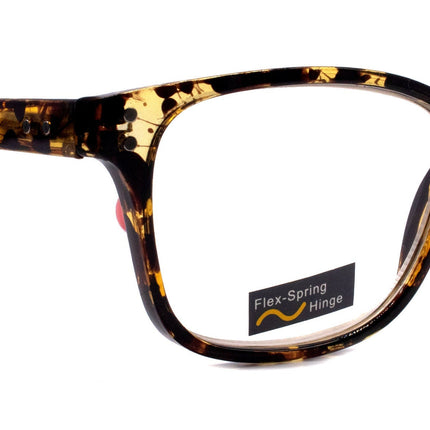 Milan, (Premium) Reading Glasses High End Reader +1.25..+3 Magnifying, Optical Square Square Style Tortoise Brown n (Pink) NY Fifth Avenue