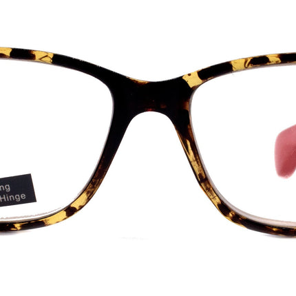 Milan, (Premium) Reading Glasses High End Reader +1.25..+3 Magnifying, Optical Square Square Style Tortoise Brown n (Pink) NY Fifth Avenue
