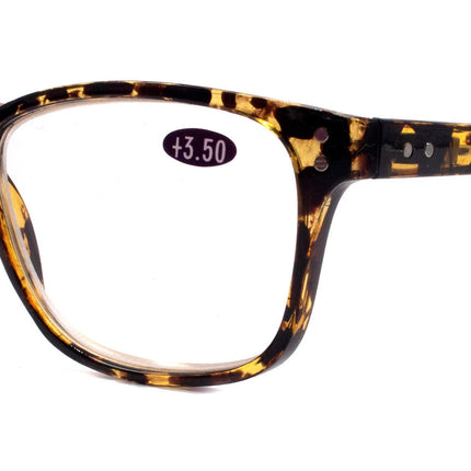 Milan, (Premium) Reading Glasses High End Reader +1.25..+3 Magnifying, Optical Square Square Style Tortoise Brown n (Pink) NY Fifth Avenue