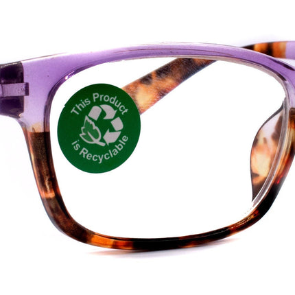 Desiree, (Premium) Reading Glasses High End Reader +1.25..+3 Magnifying Square Style (Purple Tortoise Brown) Optical Frame NY Fifth Avenue
