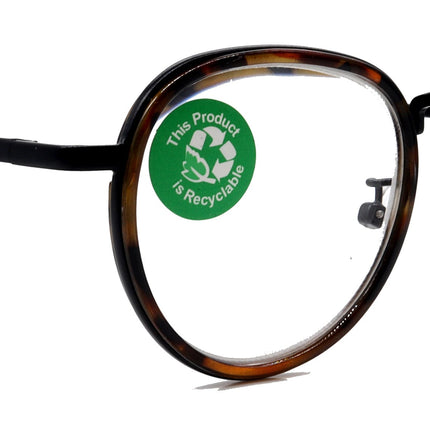Cassie, (Premium) Reading Glasses Round. High End Reader Modern Circle Style (Brown, Gold) Wire Frame +1.25..+3 Magnifying. NY Fifth Avenue