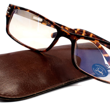 The Hudson, (Blue Light Glasses) Reading Glasses, No Magnification W/ A/R AntiGlare, Reduce Eyestrain (Brown Tortoise Shell) NY Fifth Avenue