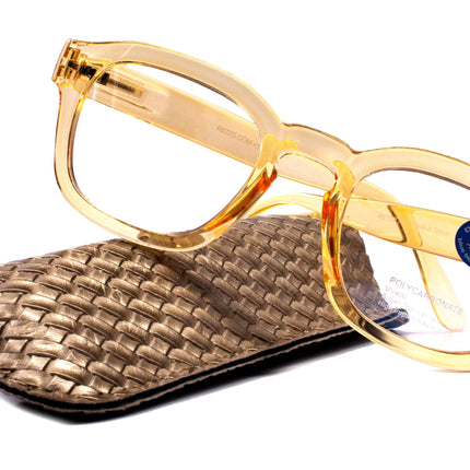 Apollo, (Blue Light Glasses) AR Coating (Anti Glare) (Translucent Yellow) Reading Glasses, No prescription, Gamers (Square) NY Fifth Avenue