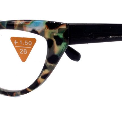 Lynx, (Premium) Reading Glass, High End Readers +1.25..+3 Magnifying, Cat Eye optical Frame, Tortoise Shell (Brown, Green) NY Fifth Avenue
