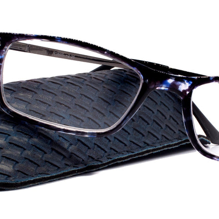 Vienna, (Premium) Reading Glasses, High End Fashion Readers (Black) Rectangular +1.25..+3 Magnifying Metal Thin Temple. NY Fifth Avenue.