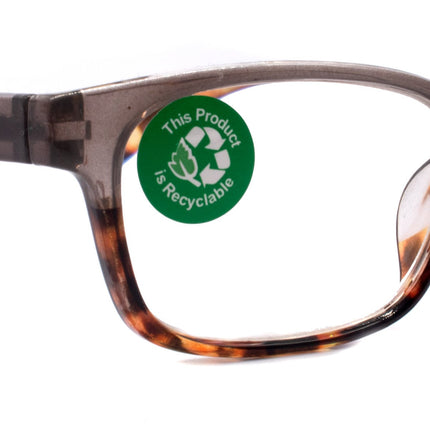 Desiree, (Premium) Reading Glasses, High End Reader +1.25..+3 Magnifying Square Style (Gray Tortoise Brown) Optical Frame. NY Fifth Avenue