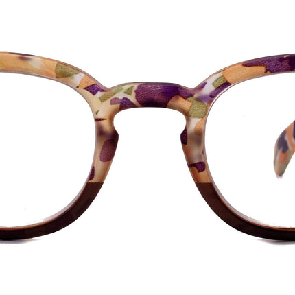Autumn, (Premium) Reading Glasses High End Readers +1.25, +1.50..+3.00 Round Style. Optical Frame, (Brown, Purple Floral) NY Fifth Avenue
