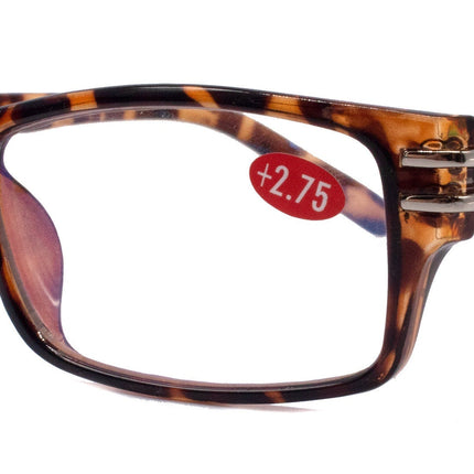 The Hudson, (Premium) Reading Glasses, High End Reading Glass +1.25 to +6 Magnifying (Tortoise Brown) Rectangular Frames. NY Fifth Avenue.