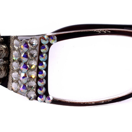The Medallion, (Bling) Reading Glasses for Women W (Clear, AB Aurora Borealis) Genuine European Crystals Western Concho NY Fifth Avenue