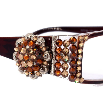 The Medallion, (Bling) Reading Glasses for Women W (Light Colorado, Cooper) Genuine European Crystals  (Brown) Berry Concho NY Fifth Avenue