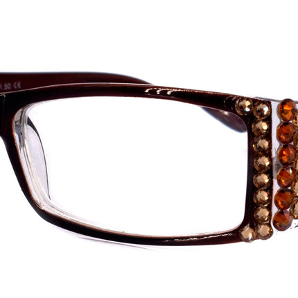 The Medallion, (Bling) Reading Glasses for Women W (Light Colorado, Cooper) Genuine European Crystals  (Brown) Berry Concho NY Fifth Avenue