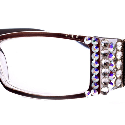 The Medallion, (Bling) Reading Glasses Women W (Clear AB ) Genuine European Crystals (Wine Red) Flower Western Concho NY Fifth Avenue