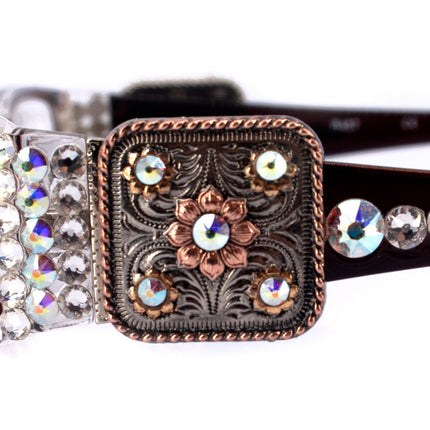 The Medallion, (Bling) Reading Glasses Women W (Clear AB ) Genuine European Crystals (Wine Red) Flower Western Concho NY Fifth Avenue
