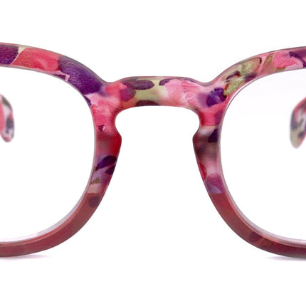 Autumn, (Bling) Reading Glasses For Women Adorned w (Clear) Genuine European Crystals,  Round Frame (Pink, Purple Floral) NY Fifth Avenue
