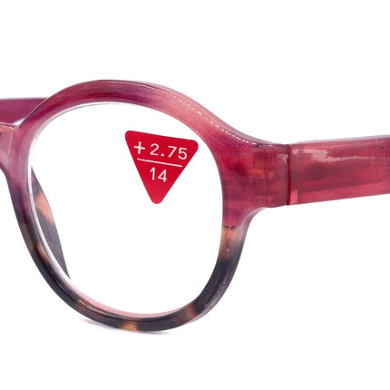 Citlalli, (Premium) Reading Glasses, Round Frame  +1.25 .. +3 Magnifying Eyeglasses (Marble Pink) Circle Style. NY Fifth Avenue