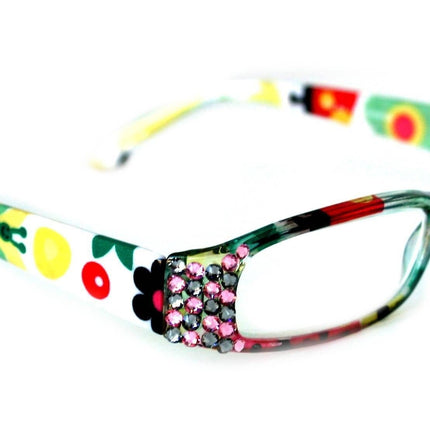 Elsa, (Bling) Reading Glasses for women  w (L. Rose, Black Diamond) Genuine European Crystals (White, yellow)   +1.50..+3 NY Fifth Avenue