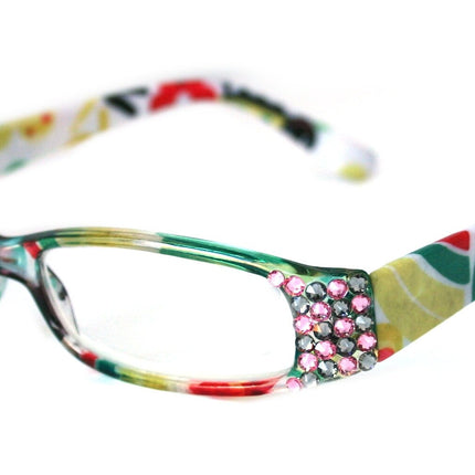 Elsa, (Bling) Reading Glasses for women  w (L. Rose, Black Diamond) Genuine European Crystals (White, yellow)   +1.50..+3 NY Fifth Avenue