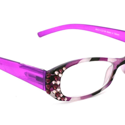 Dashing Stripes, (Bling) Women Reading Glasses Adorned W (Amethyst, L. Amethyst) +1..+3 (Purple) Oval NY Fifth Avenue