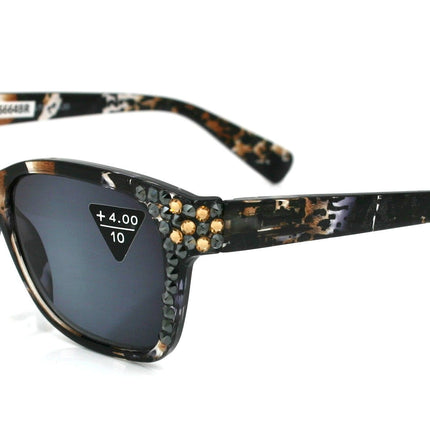 Oasis, (Bling) Sun Readers (No Bifocal) W (Hematite, L. Colorado) Genuine European Crystals  (Brown) Tortoiseshell NY Fifth Avenue