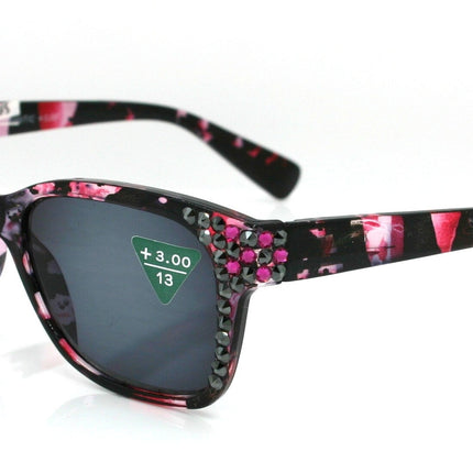 Oasis, (Bling) Sun Readers (No Bifocal) W (Hematite, Fuchsia) Genuine European Crystals   (Pink) Tortoiseshell. NY Fifth Avenue