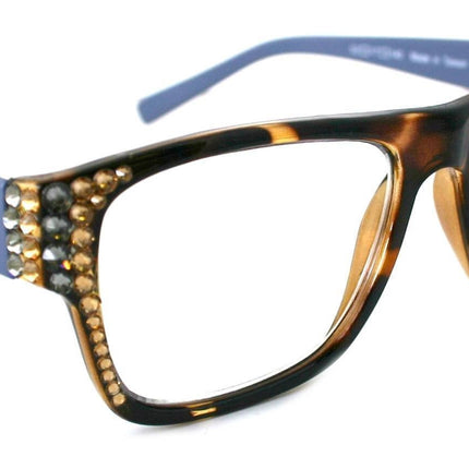 Brooklyn, (Bling) Reading Glasses 4 Women W (Hematite, L.Colorado) Genuine European Crystals. (Purple, Tortoise Brown) Square.NY FifthAvenue